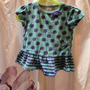 Jumping Beans Green and Purple Polka Dot Tee